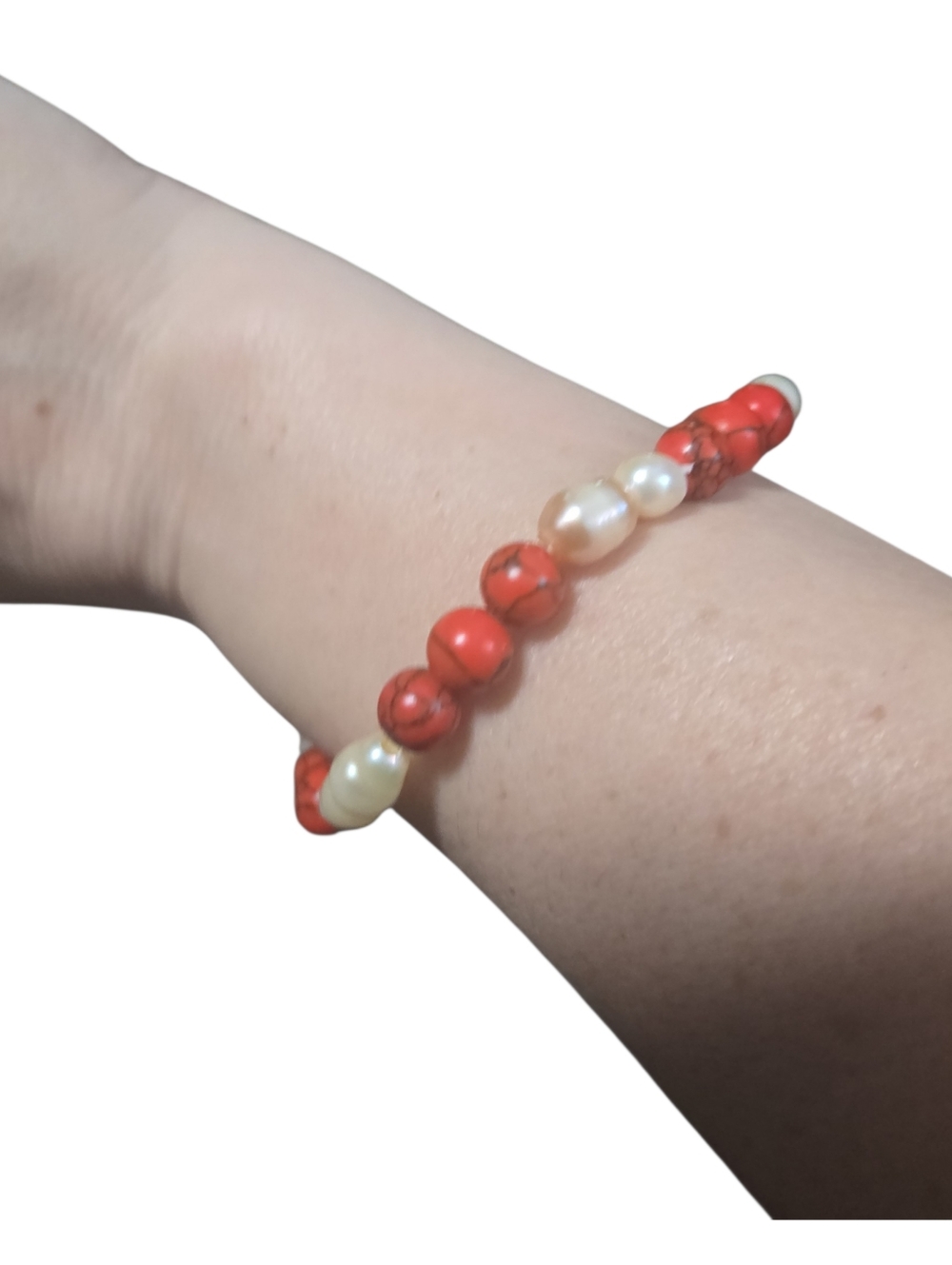 Red Turquoise Gemstone Beaded Bracelet Handmade Boho Spiritual Jewelry 028